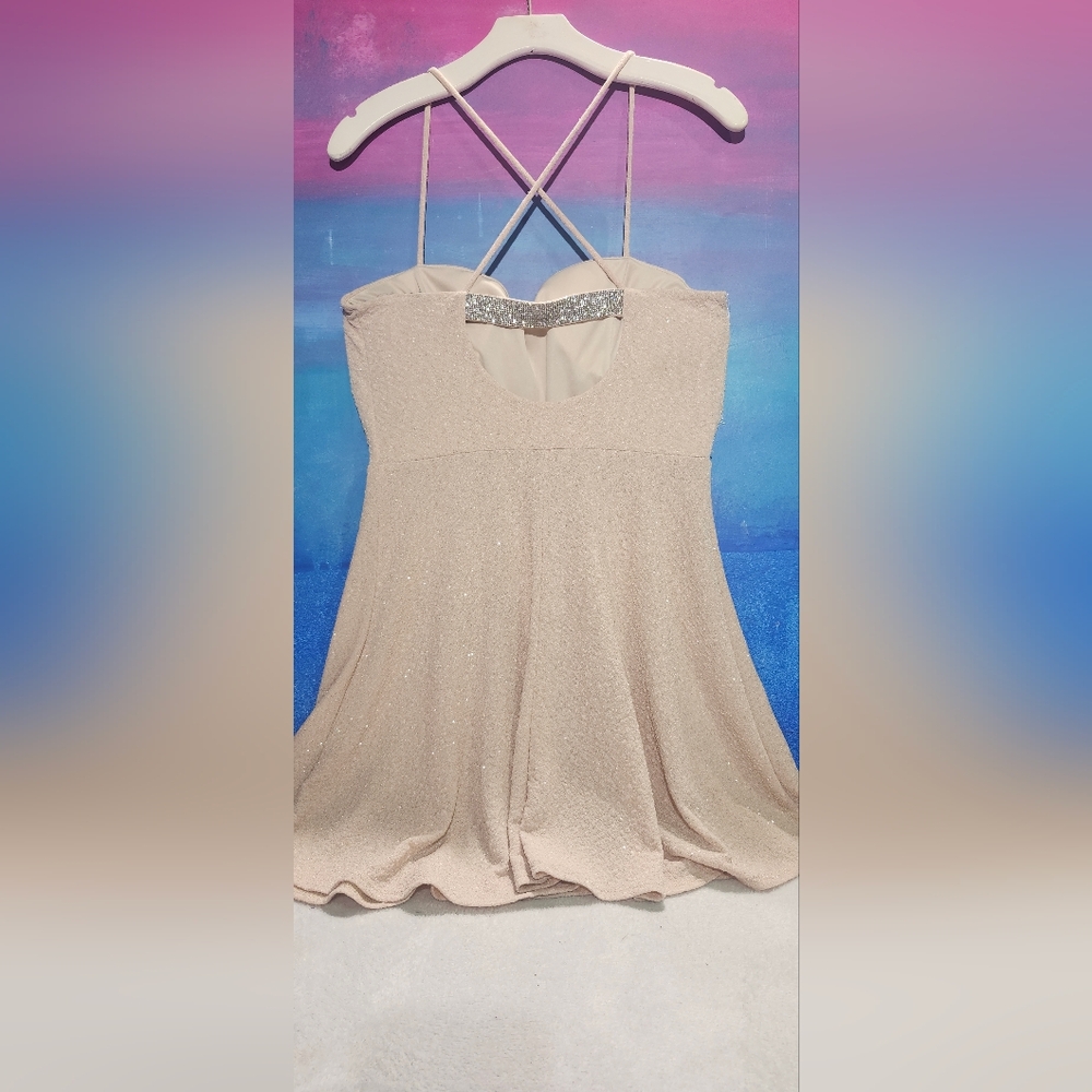 Windsor Sleveless Sparkle Cream Fit And Flare Dress image 3
